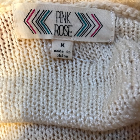 NWOT Pink Rose Cream Sweater Size Medium - Picture 5 of 6